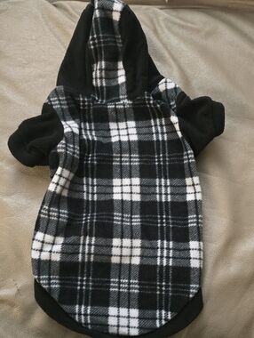 Black & White Plaid Fleece Hoodie